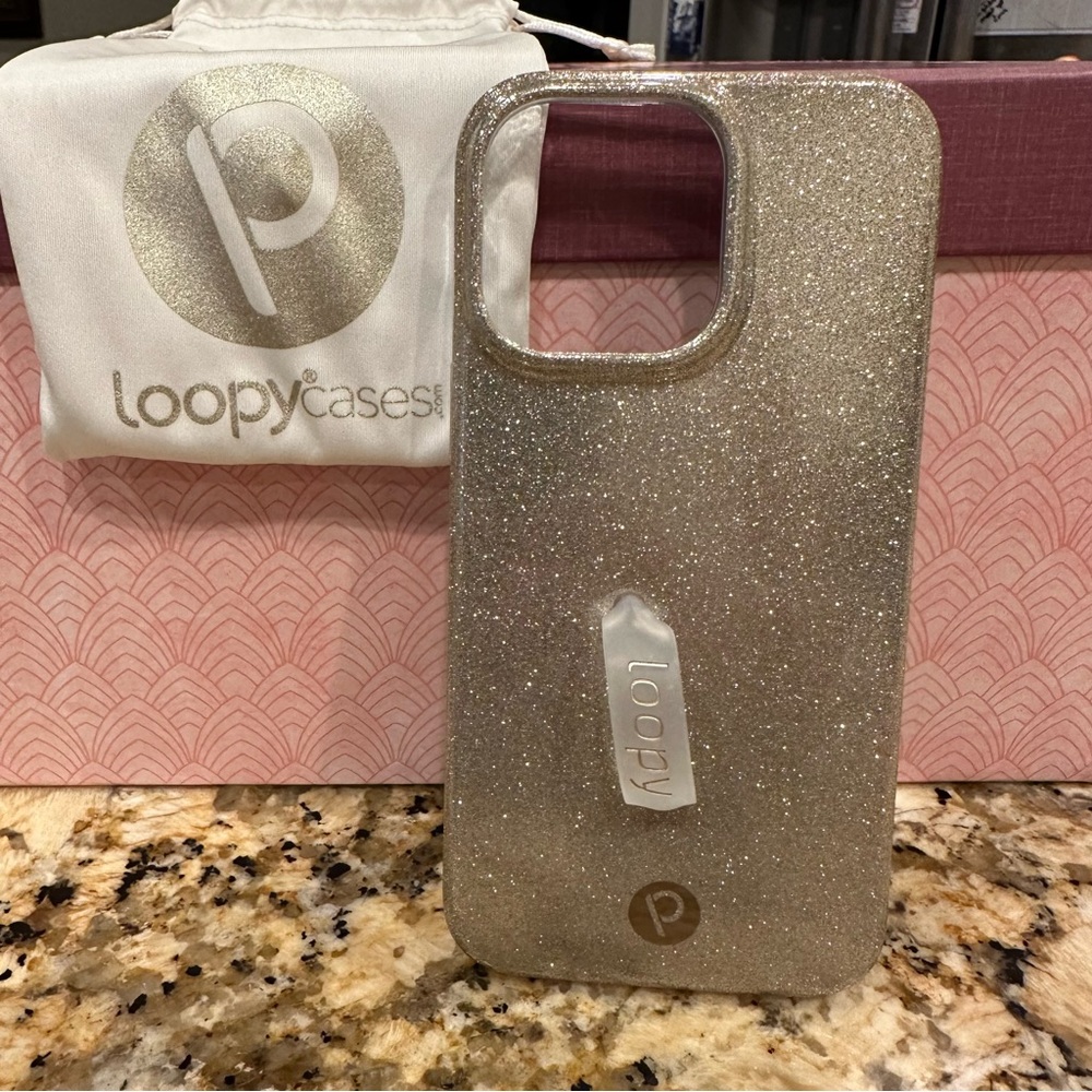 Loopy case for iPhone 14 Pro Max in Champagne Sparkle